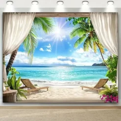 Landscape Ocean Beach Hanging Tapestry Wall Art Large Tapestry Mural Decor Photograph Backdrop Blanket Curtain Home Bedroom Living Room Decoration