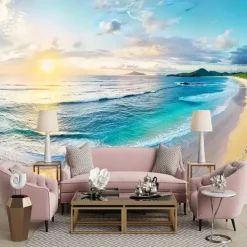 Landscape Ocean Beach Hanging Tapestry Wall Art Large Tapestry Mural Decor Photograph Backdrop Blanket Curtain Home Bedroom Living Room Decoration