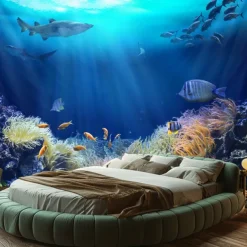 Landscape Ocean Fishes Hanging Tapestry Wall Art Large Tapestry Mural Decor Photograph Backdrop Blanket Curtain Home Bedroom Living Room Decoration