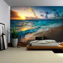Landscape Ocean View Hanging Tapestry Wall Art Large Tapestry Mural Decor Photograph Backdrop Blanket Curtain Home Bedroom Living Room Decoration