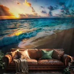 Landscape Ocean View Hanging Tapestry Wall Art Large Tapestry Mural Decor Photograph Backdrop Blanket Curtain Home Bedroom Living Room Decoration