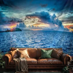 Landscape Ocean View Hanging Tapestry Wall Art Large Tapestry Mural Decor Photograph Backdrop Blanket Curtain Home Bedroom Living Room Decoration