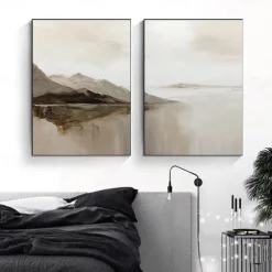 landscape Oil painting handmade Beige Abstract Painting handpainted Beige oil Painting Brown Painting Textured Minimalist Art Mountain Art painting for Living Room bedroom wall Decor Art