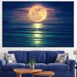 Landscape Prints Posters/Picture Black and White Moon Wall Art Wall Hanging Gift Home Decoration Rolled Canvas No Frame Unframed Unstretched Multiple Size