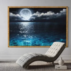 Landscape Prints Posters/Picture Black and White Moon Wall Art Wall Hanging Gift Home Decoration Rolled Canvas No Frame Unframed Unstretched Multiple Size