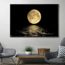 Landscape Prints Posters/Picture Black and White Moon Wall Art Wall Hanging Gift Home Decoration Rolled Canvas No Frame Unframed Unstretched Multiple Size