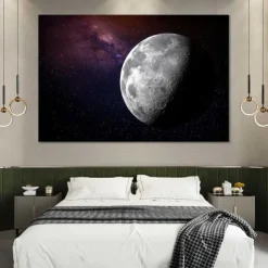 Landscape Prints Posters/Picture Black and White Moon Wall Art Wall Hanging Gift Home Decoration Rolled Canvas No Frame Unframed Unstretched Multiple Size
