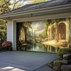 Landscape Sunflowers Door Decorations Garage Door Cover Outdoor Banner Large Backdrop for Holiday Outdoor Garage Door Home Wall Decorations