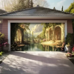 Landscape Sunflowers Door Decorations Garage Door Cover Outdoor Banner Large Backdrop for Holiday Outdoor Garage Door Home Wall Decorations