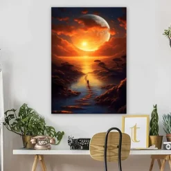 Landscape Wall Art Canvas Sunset Prints and Posters Pictures Decorative Fabric Painting For Living Room Pictures No Frame