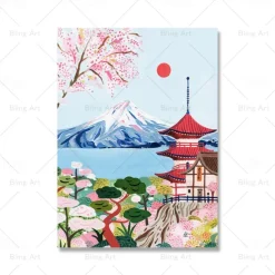 Landscape Wall Art Canvas Nordic Vintage Travel City Poster Paris Lisbon Japan Landscape Art Canvas Painting Housewarming Gift Wall Pictures Home Decor No Frame