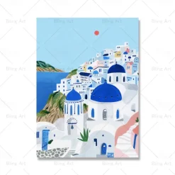 Landscape Wall Art Canvas Nordic Vintage Travel City Poster Paris Lisbon Japan Landscape Art Canvas Painting Housewarming Gift Wall Pictures Home Decor No Frame