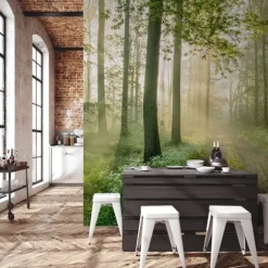 Landscape Wallpaper Mural Green Forest Wall Covering Sticker Peel and Stick Removable PVC/Vinyl Material Self Adhesive/Adhesive Required Wall Decor for Living Room Kitchen Bathroom