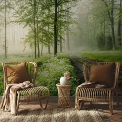 Landscape Wallpaper Mural Green Forest Wall Covering Sticker Peel and Stick Removable PVC/Vinyl Material Self Adhesive/Adhesive Required Wall Decor for Living Room Kitchen Bathroom