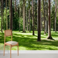 Landscape Wallpaper Mural Green Forest Wall Covering Sticker Peel and Stick Removable PVC/Vinyl Material Self Adhesive/Adhesive Required Wall Decor for Living Room Kitchen Bathroom