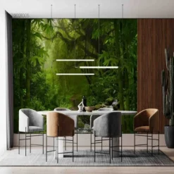 Landscape Wallpaper Mural Green Forest Wall Covering Sticker Peel and Stick Removable PVC/Vinyl Material Self Adhesive/Adhesive Required Wall Decor for Living Room Kitchen Bathroom