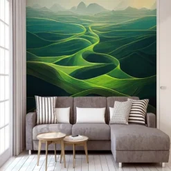 Landscape Wallpaper Mural Green Forest Wall Covering Sticker Peel and Stick Removable PVC/Vinyl Material Self Adhesive/Adhesive Required Wall Decor for Living Room Kitchen Bathroom