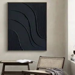 Large Abstract Canvas Black Minimalist painting handmade Abstract Painting Nordic Abstract Painting for Living Room Abstract Painting Boho Abstract Wall Art painting