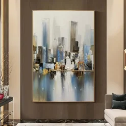 Large Abstract City Painting handmade Urban Art Painting hand painted City Skyline Painting New York Skyline oil painting New York city paintings Wall Art Large Abstract Painting