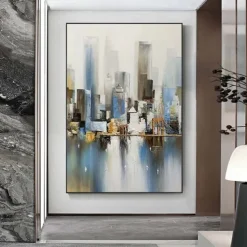Large Abstract City Painting handmade Urban Art Painting hand painted City Skyline Painting New York Skyline oil painting New York city paintings Wall Art Large Abstract Painting