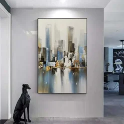 Large Abstract City Painting handmade Urban Art Painting hand painted City Skyline Painting New York Skyline oil painting New York city paintings Wall Art Large Abstract Painting