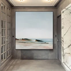 Large Abstract seascape Oil Painting hand painted Sky and Beach oil painting Canvas Wall Art Modern Coastal painting Wall Art painting for Living Room Ocean Decoration