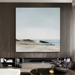 Large Abstract seascape Oil Painting hand painted Sky and Beach oil painting Canvas Wall Art Modern Coastal painting Wall Art painting for Living Room Ocean Decoration