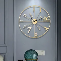 Large Black Wall Clock Vintage Metal Quartz Clocks Silent Non-Ticking Wall Watches Stylish Design Great for Living Rooms Kitchens Cafes Black 60 cm