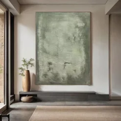 Large Blue Green Abstract Canvas Art Hand painted Oil Painting On Canvas Modern Original Artwork Green Blue Abstract Painting Living Room Decor No Frame