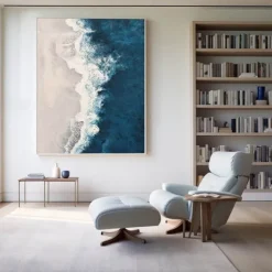 large blue wave Painting hand painted Black Abstract Painting handmade blue And White oil painting Canvas Art Modern Painting Large Artwork Abstract Canvas painting Wall Art painting for Living Room