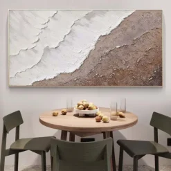 Large Brown wave Painting hand painted Brown Abstract wave Painting handmade Black And White ocean oil painting Art Modern Painting Large Artwork Abstract painting Wall Art painting for Living Room