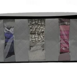 Large Capacity Clothes Storage Bag Organizer with Reinforced Handle Thick Fabric for Comforters Blankets Bedding Foldable with Sturdy Zipper 61X33X31cm