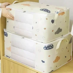 Large Capacity Clothes Storage Bag Organizer With Reinforced Handle, Suitable For Blankets, Bedding, Foldable With Sturdy Zipper, Clear Window