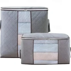 Large Capacity Clothes Storage Bag Organizer With Reinforced Handle Thick Fabric For Comforters, Blankets, Bedding, Foldable With Sturdy Zipper, Clear Window