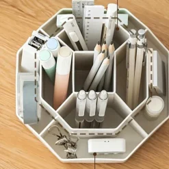 Large Capacity Pen Holder, Multi Compartment Pen Holder, Plastic Makeup Brush Organizer For Desk, Desktop Cosmetic Storage Box, Desktop Organizer, Home Office Art Supply Storage Organizer