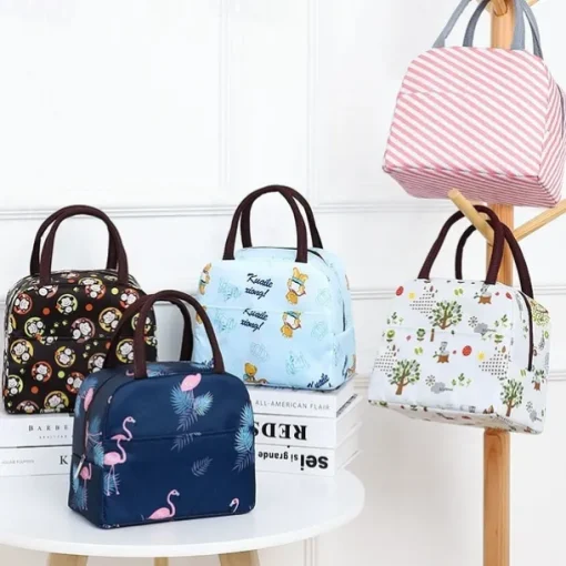Large Capacity Small Fresh Printed Insulation Bag Ice Pack Printed Bento Bag Portable Hand-Held Lunch Bag