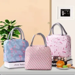 Large Capacity Small Fresh Printed Insulation Bag Ice Pack Printed Bento Bag Portable Hand-Held Lunch Bag
