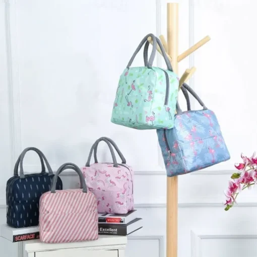 Large Capacity Small Fresh Printed Insulation Bag Ice Pack Printed Bento Bag Portable Hand-Held Lunch Bag