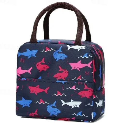 Large Capacity Small Fresh Printed Insulation Bag Ice Pack Printed Bento Bag Portable Hand-Held Lunch Bag