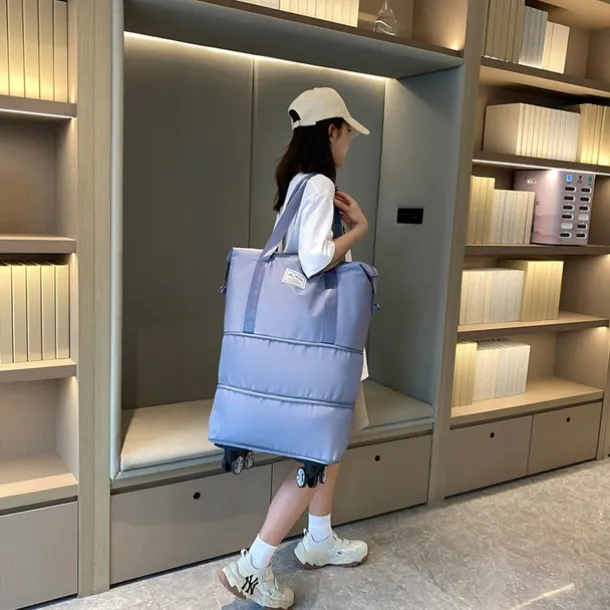 Large Capacity Travel Bag, Rolling Duffle with Spinner Wheels, Waterproof Weekender Tote, Dry Wet Separation, Laptop Compartment, for Business, Gym, Camp