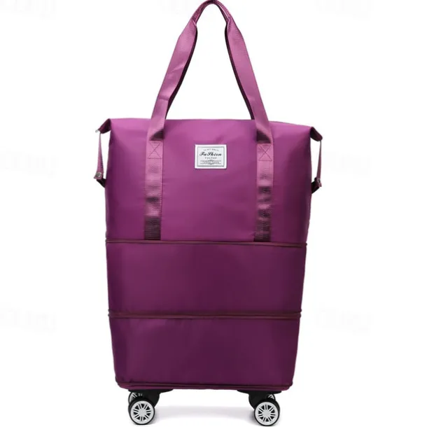 Large Capacity Travel Bag, Rolling Duffle with Spinner Wheels, Waterproof Weekender Tote, Dry Wet Separation, Laptop Compartment, for Business, Gym, Camp