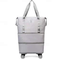 Large Capacity Travel Bag, Rolling Duffle with Spinner Wheels, Waterproof Weekender Tote, Dry Wet Separation, Laptop Compartment, for Business, Gym, Camp