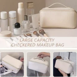 Large Capacity Travel Makeup Bag - Multifunctional Waterproof Cosmetic Case with Handle and Divider for Easy Access