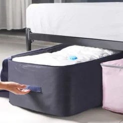 Large Clothes Storage Bag, Under Bag Storage Zipper Clothes Organizer With Handle, Space Saver Containers For Bedding