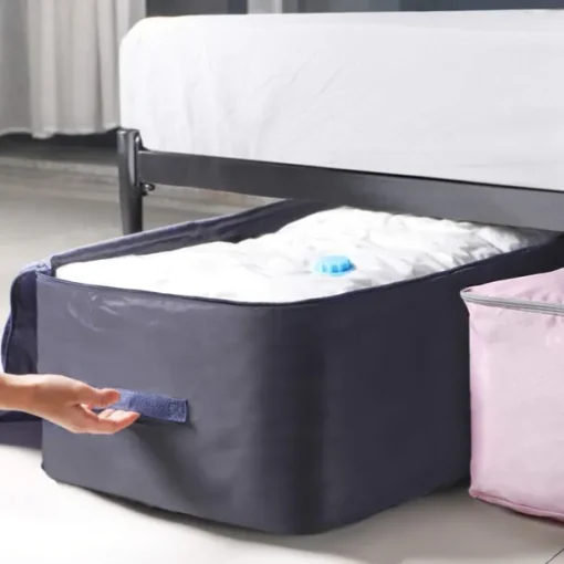 Large Clothes Storage Bag, Under Bag Storage Zipper Clothes Organizer With Handle, Space Saver Containers For Bedding