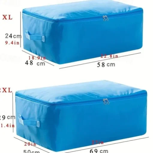 Large Clothes Storage Bag, Under Bag Storage Zipper Clothes Organizer With Handle, Space Saver Containers For Bedding