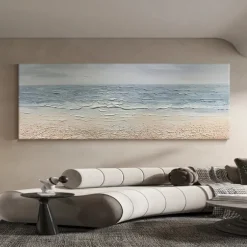 Large 3D wave painting handmade Blue Ocean Oil Painting On Canvas Acrylic Seascape Wall Art pattle knife wave sea painting Modern Beach Painting For Living Room. Coastal Wall Decor
