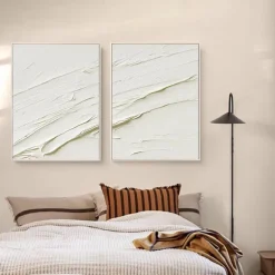 Large 3d wave white oil painting handmade Landscape Beige Oil Painting Wabi Sabi Abstract Canvas Paintings hand painted Neutral White Beige Painting Minimal Boho Painting for Wall Decor