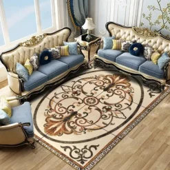 Large Floral Area Rugs Oriental Non-slip Crystal Velvet Plush Carpet Vintage Fluffy Rug Machine Washable Soft Thickened & Shaggy Carpet For Living Room & Bedroom Floor