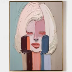 Large Hand painted Pretty Girl painting Abstract handmade Wall Art Colorful Textured Pretty Lady oil Painting Beautiful Girl Canvas Art girl painting